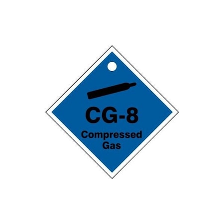 Accuform Energy Source ID Tag, CG-8 COMPRESSED GAS, 2.5in x 2.5in, Plastic, 5PK TDJ608VPM